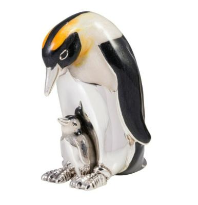 SATURNO Silver and Enamel PENGUIN & CHICK