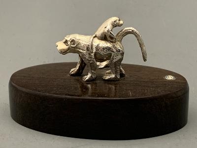 PATRICK MAVROS Silver PLACE CARD HOLDER - BABOON & BABY