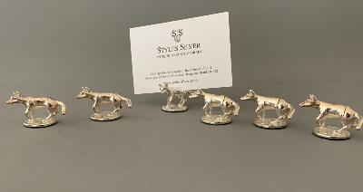 6 Silver PLACE CARD HOLDERS - FOX