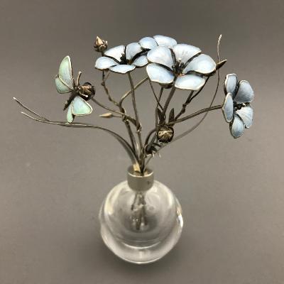 SARAH JONES Silver & Enamel FLAX with BUTTERFLY