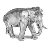 Large Silver ELEPHANT - TRUNK DOWN