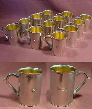 MICHAEL BOLTON Set of Twelve Silver Port Mugs