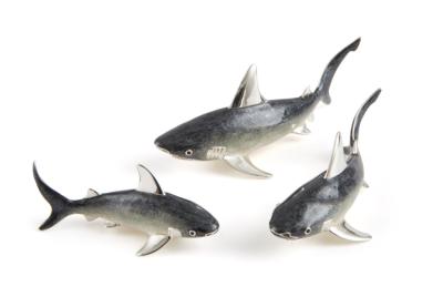 SATURNO Silver and Enamel SHARKS  