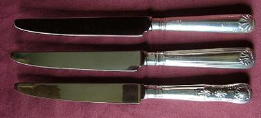 Silver Handled Knives - KINGS - OLD ENGLISH SHELL/THREAD & SHELL 