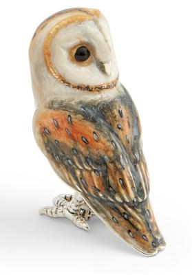 SATURNO Silver and Enamel Barn Owl 
