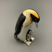 SATURNO Silver and Enamel PENGUIN & CHICK