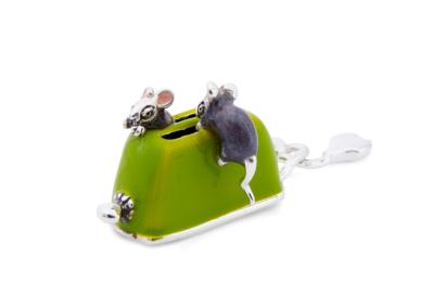 SATURNO Silver and Enamel MOUSE on a TOASTER