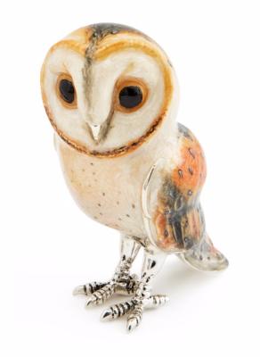 SATURNO Silver and Enamel BARN OWL - Large