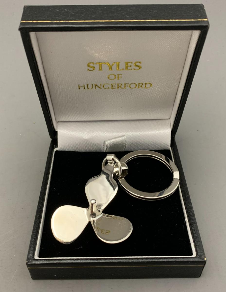 Silver SHIP'S PROPELLER KEY RING - STYLES SILVER of HUNGERFORD