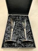 PAIR Silver and Crystal CHAMPAGNE FLUTES 
