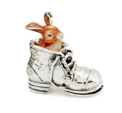 SATURNO Silver and Enamel RABBIT IN A SHOE