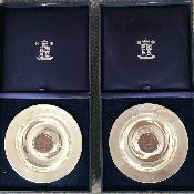 CHRISTOPHER LAWRENCE Pair Silver BRITANNIA DISHES
