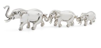 SATURNO Silver and Enamel  ELEPHANTS - LARGE 