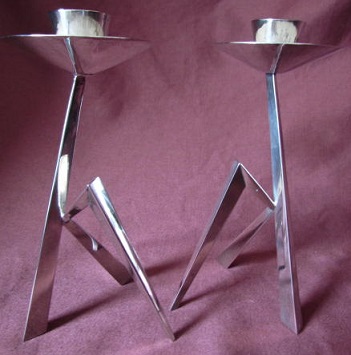 ANTHONY HAWKSLEY Pair Silver Candlesticks