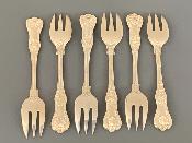 VICTORIAN Silver QUEEN'S PATTERN 6 OYSTER FORKS