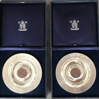 CHRISTOPHER LAWRENCE Pair Silver BRITANNIA DISHES