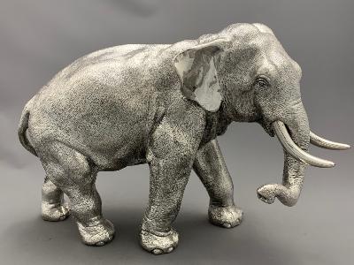 Large Silver ELEPHANT - TRUNK DOWN