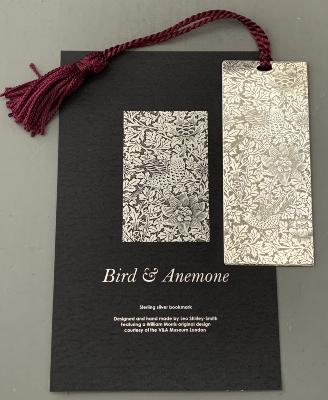 x LEO SHIRLEY-SMITH Silver BOOKMARK - WILLIAM MORRIS 'BIRD & ANEMONE'