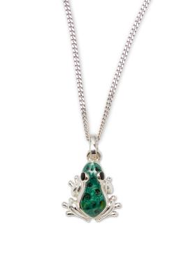 SATURNO Silver and Enamel FROG PENDENT