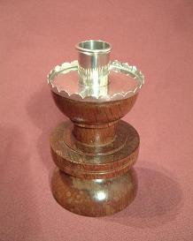 F J ROSS Silver and Wood Candlestick