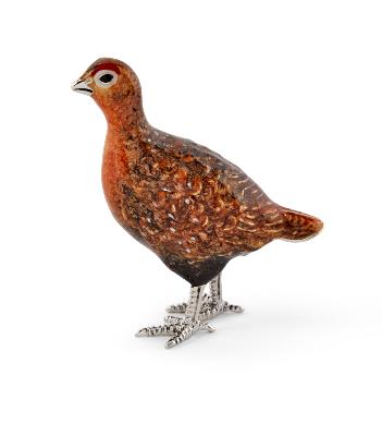 SATURNO Silver and Enamel RED GROUSE