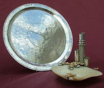 silver salver and centrepiece by michael bolton