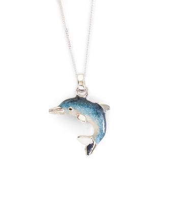 SATURNO Silver and Enamel DOLPHIN PENDENT