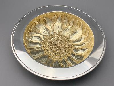 ANTHONY ELSON Silver SUNFLOWER DISH