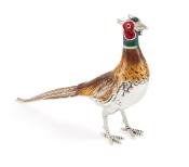 LARGE SATURNO Silver and Enamel PHEASANT