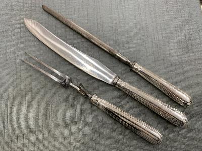 VICTORIAN 3 Piece Silver CARVING SET