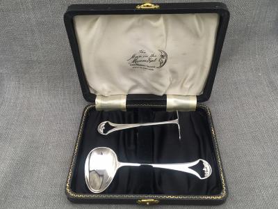 Silver 'MAN in the MOON' CHRISTENING SET