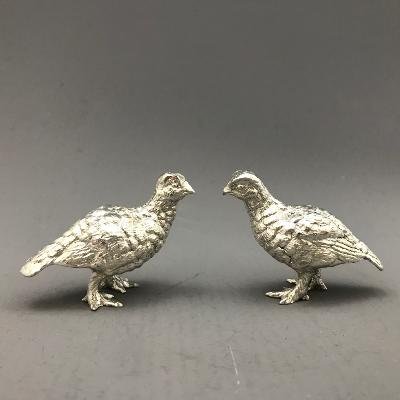 Pair Small Silver GROUSE