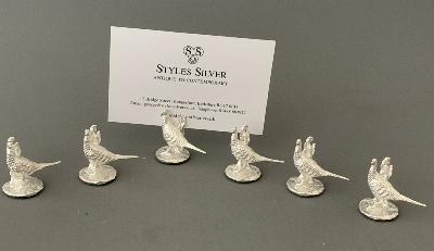 6 Silver PLACE CARDS HOLDERS - PHEASANT