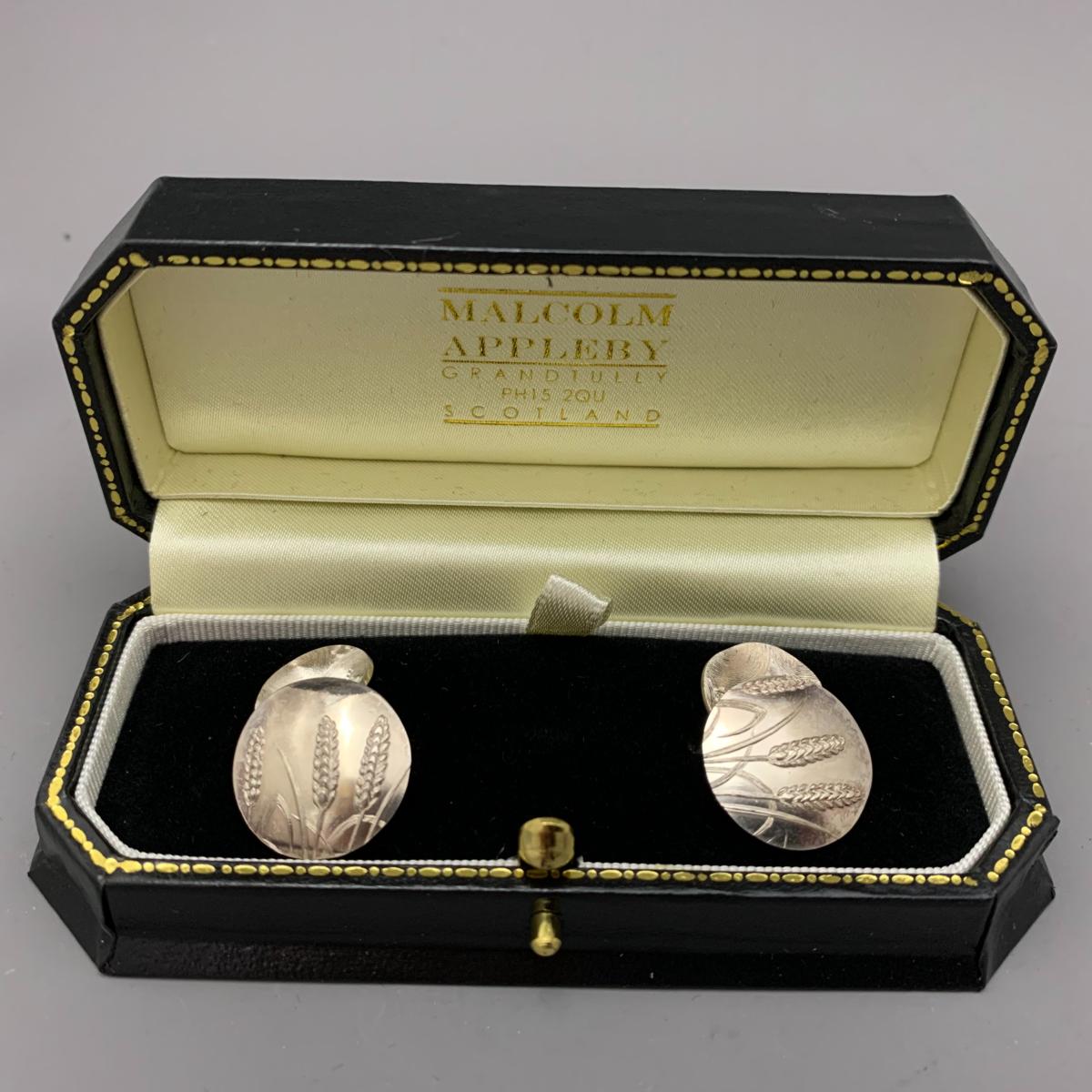 MALCOLM APPLEBY Silver WHEAT CUFFLINKS - STYLES SILVER of HUNGERFORD