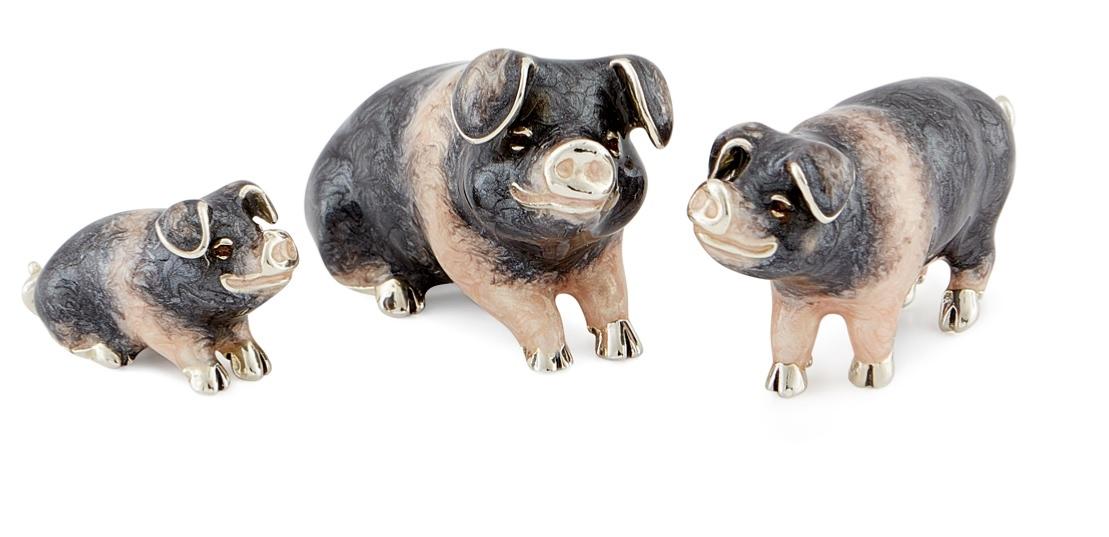 SATURNO Silver and Enamel SADDLEBACK PIG STYLES SILVER of